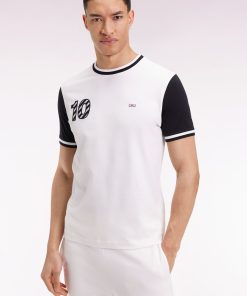Eden Park Homme Men's T-shirt Bicolore À Manches Courtes En Coton Blanc Broderie 10