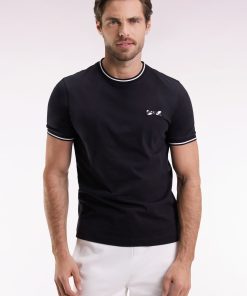 Eden Park Homme Men's T-shirt À Manches Courtes En Coton Noir