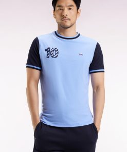 Eden Park Homme Men's T-shirt Bicolore À Manches Courtes En Coton Ciel Broderie 10