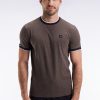 Eden Park Homme Men's T-shirt À Manches Courtes En Coton Stretch Marron Coupe Ajustée