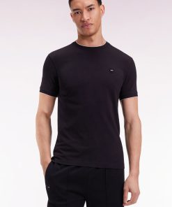 Eden Park Homme Men's T-shirt À Manches Courtes En Coton Stretch Noir Coupe Ajustée