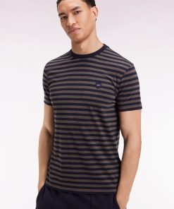 Eden Park Homme Men's T-shirt À Manches Courtes En Jersey De Coton Rayé Marine