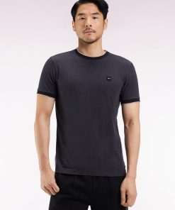 Eden Park Homme Men's T-shirt À Manches Courtes En Coton Stretch Gris Anthracite Coupe Ajust