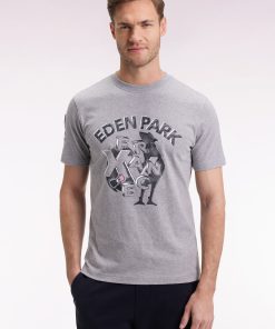Eden Park Homme Men's T-shirt À Manches Courtes Gris Sérigraphie Coq Xv De France