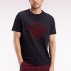 Eden Park Homme Men's T-shirt À Manches Courtes En Coton Noir Impression Effet Velours