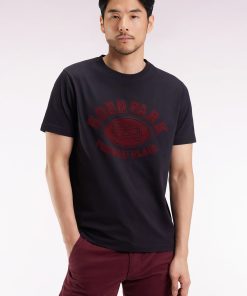 Eden Park Homme Men's T-shirt À Manches Courtes En Coton Noir Impression Effet Velours