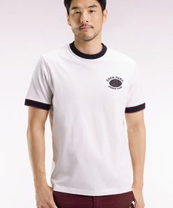 Homme Men's T-shirt À Manches Courtes En Coton Blanc Eden Park French Flair
