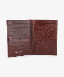 Eden Park Homme Accessoires Portefeuille Passeport En Cuir Marron Foncé