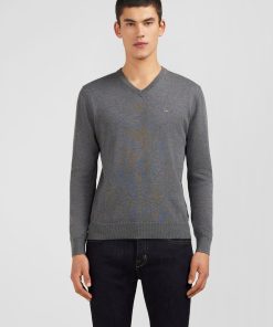 Eden Park Homme Men's Pull Gris À Col V En Coton