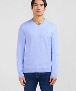 Eden Park Homme Men's Pull Bleu À Col Rond En Coton