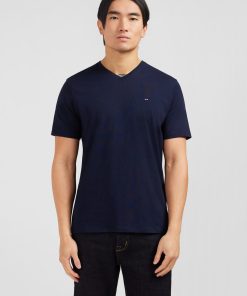 Eden Park Homme Men's T-shirt Bleu Marine Col V À Manches Courtes