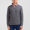 Eden Park Homme Men's Polo Manches Longues Gris En Coton Avec Col Contrasté