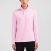 Eden Park Homme Men's Polo Manches Longues Rose Uni En Piqué De Coton Stretch