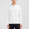 Eden Park Homme Men's Polo Manches Longues Blanc Uni En Piqué De Coton Stretch