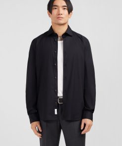 Eden Park Homme Men's Chemise Noir Slim En Popeline Stretch
