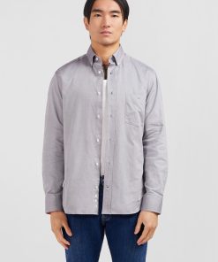 Eden Park Homme Men's Chemise Gris Clair Unie En Coton