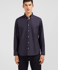 Eden Park Homme Men's Chemise Gris Foncé Unie En Coton