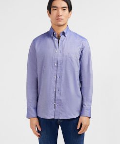 Eden Park Homme Men's Chemise Bleu Marine Unie En Coton