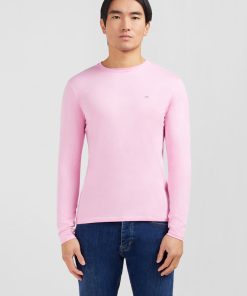 Eden Park Homme Men's T-shirt Rose Col Rond À Manches Longues