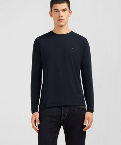 Eden Park Homme Men's T-shirt Noir Col Rond À Manches Longues