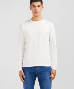 Eden Park Homme Men's T-shirt Blanc Col Rond À Manches Longues