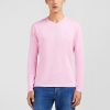 Eden Park Homme Men's T-shirt Rose Col V À Manches Longues