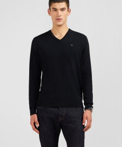 Eden Park Homme Men's Pull Noir À Col V En Coton
