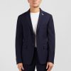 Eden Park Homme Men's Blazer Bleu Foncé Détails Noeud En Relief