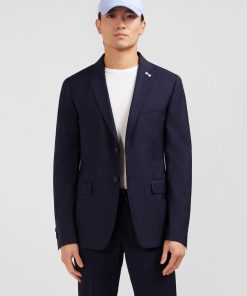 Eden Park Homme Men's Blazer Bleu Foncé Détails Noeud En Relief