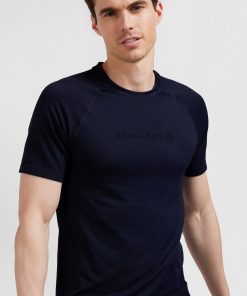 Eden Park Homme Men's T-shirt De Sport Manches Courtes À Détails Cerclés Bleu Marine