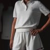 Eden Park Femme Men's Short Blanc Taille Élastique Pap'atelier À Galons Rayés Et Écusson
